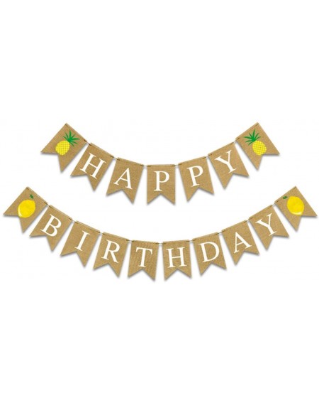 Banners BABY Birthday Party Decoration- Fruits and White Alphabet HAPPY BIRTHDAY Combination Decoration Banner Burlap Swallow...