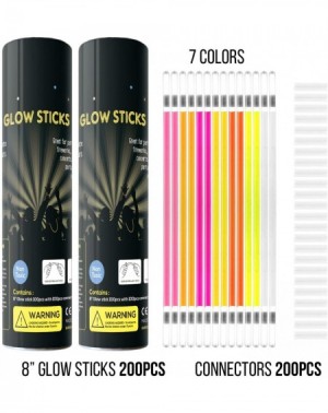 Party Favors 200 8" Glow Sticks + 200 Connectors Included - Multicolor Party Pack Glow In The Dark Party - CV19398D4W9 $18.17