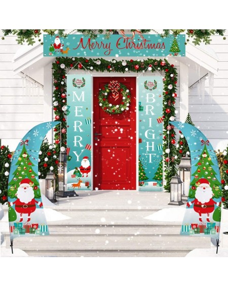 Banners & Garlands Christmas Banner for Porch Front-Door Fireplace Garage Wall Decorations-Teal Xmas Congratulations Banner f...