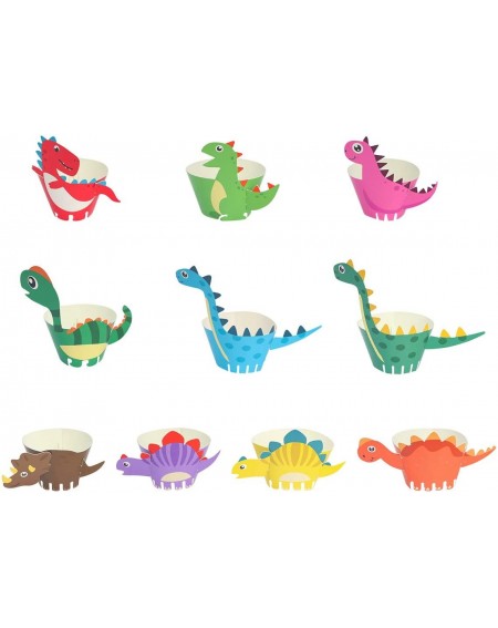 Cake & Cupcake Toppers 20 Pcs Cute Dinosaur Cupcake Toppers Wrappers Dinosaur Party Supplies For Boys Birthday Party Decorati...