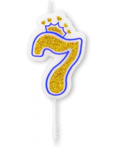 Cake Decorating Supplies Blue Crown Candle Numbers with Gold Glitter Birthday Candle Cake Topper for Birthday Anniversary Par...