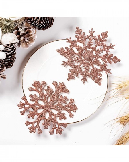Ornaments Glitter Snowflake Ornaments Plastic Christmas Tree Decorations 4.7"/30CT Christmas Hanging Decorations with Silver ...