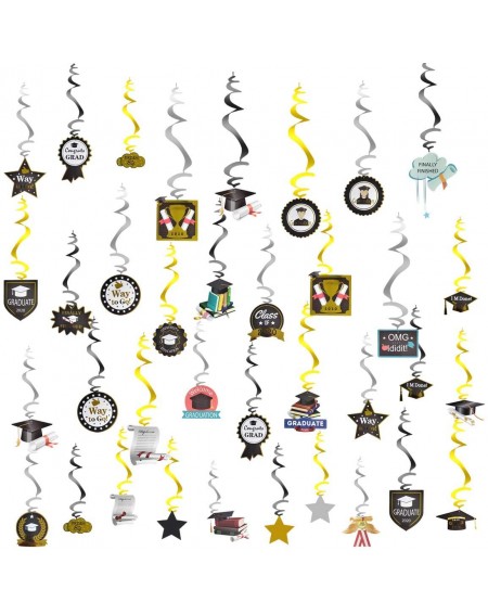 Streamers 88 pcs 2020 Graduation Decorations Hanging Swirls Kit for Congrats Class of 2020 Gold Black Silver Swirls with Cele...
