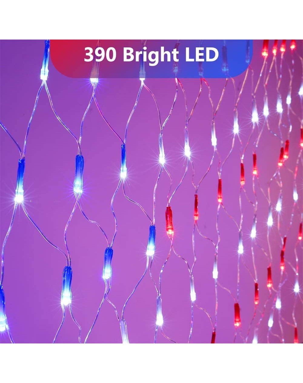 American Flag lights- 390 LED USA Flag Net Lights 6.56ft x 3.28ft Low ...