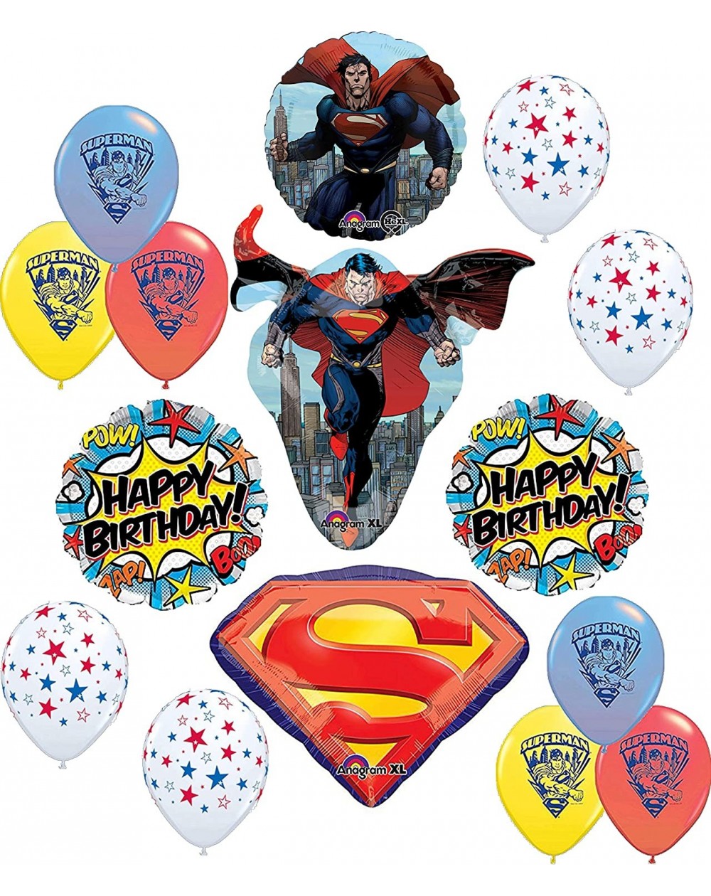 Balloons Superman Birthday Party Supplies Man of Steel Balloon Bouquet Decoration - CZ19IGOK394 $20.76