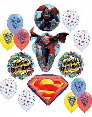 Balloons Superman Birthday Party Supplies Man of Steel Balloon Bouquet Decoration - CZ19IGOK394 $20.76