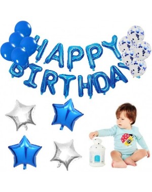 Balloons Happy Birthday Balloon Set 1st Birthday Boy Decoration Blue Number 1 Birthday Balloons Foil Fringe Curtain Star Hear...