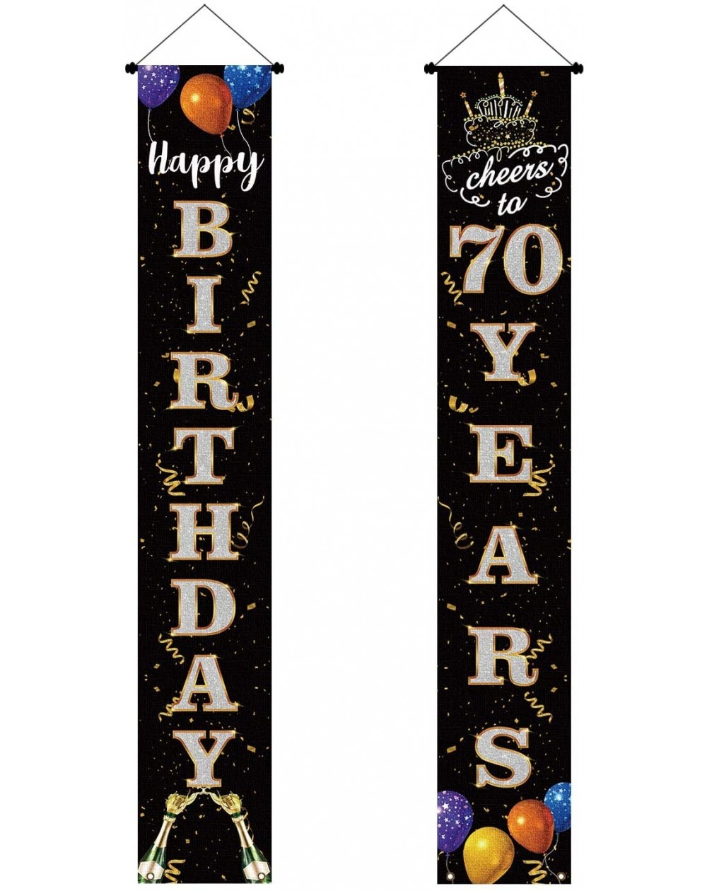 Banners & Garlands Happy 70th Birthday Door Banner- 70th Birthday Welcome Porch Sign Door- Cheers to Seventy Years Old Birthd...