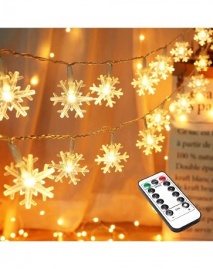 Indoor String Lights Snowflake Lights- 40 LED 16.08ft Christmas Lights with Remote- Twinkle Snowflake String Lights Battery O...