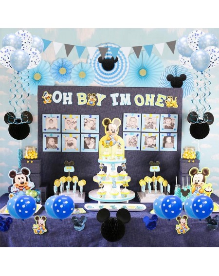 Balloons Mickey Mouse Birthday Party Supplies Blue Baby Shower Decorations for Boy Room Decor Classroom Decoration - CF196G42...