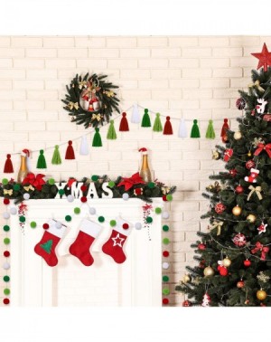 Banners & Garlands 6 Pieces Christmas Banner Decorative Wall Hanging Include 4 Pieces Pom Pom Ball Garland and 2 Pieces Cotto...