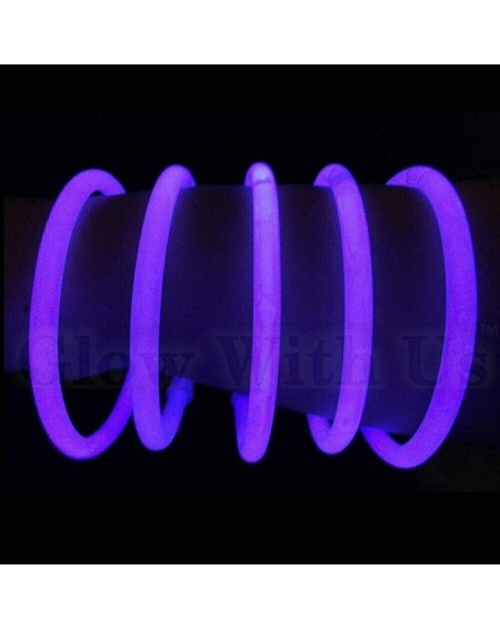 Favors Glow Sticks Bulk Wholesale Bracelets- 100 8" Purple Glow Stick Glow Bracelets- Bright Color- Glow 8-12 Hrs- 100 Connec...
