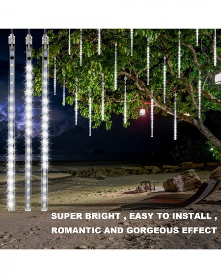 Outdoor String Lights LED Meteor Shower Rain Lights - Waterproof Drop Icicle Snow Falling Raindrop 30cm 8 Tubes Cascading Lig...