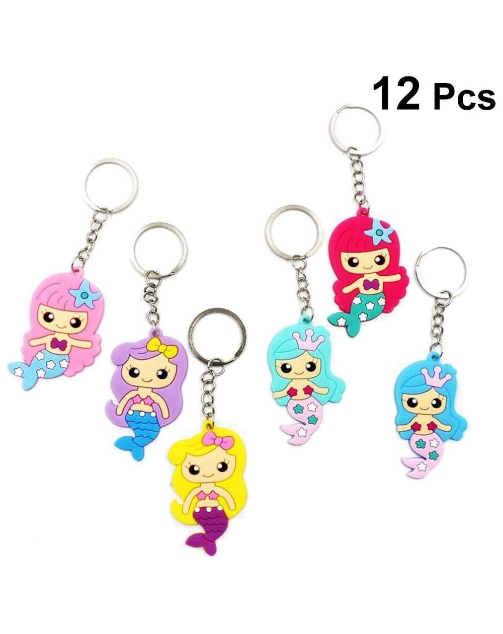 Party Favors Cute Mermaid Keychains Silicone Keyrings for Girls Mermaid Birthday Party Favors Party Gifts-12Pcs (Random Mix) ...