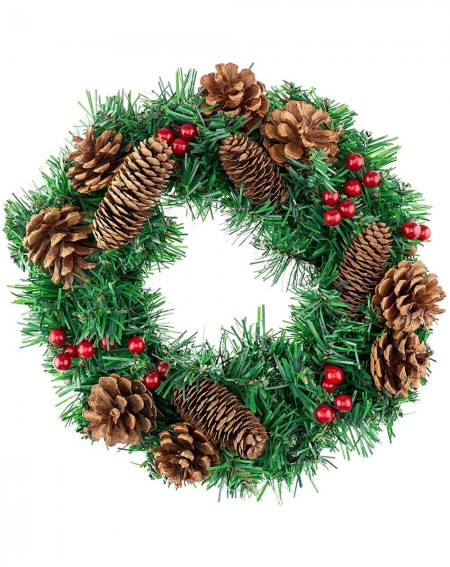 Wreaths Christmas Wreath with White Poinsettia- Snow Covered Pine Cones- Berries and Ornaments - Perfect for Interior or Exte...