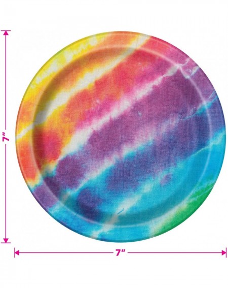 Party Packs Tie Dye Rainbow Dessert Party Pack - Plates- Napkins- Cups- and Table Cover for Beach Bum- 60's- and Hippie Theme...