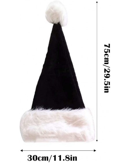 Hats Black and White Deluxe Adults Santa Hat for Black Christmas Theme - CU18AKIGZGG $19.29