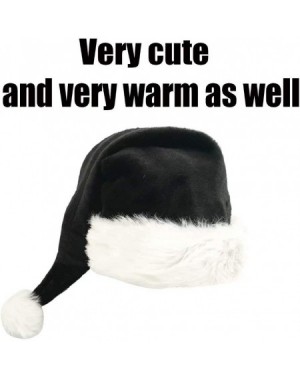 Hats Black and White Deluxe Adults Santa Hat for Black Christmas Theme - CU18AKIGZGG $19.29