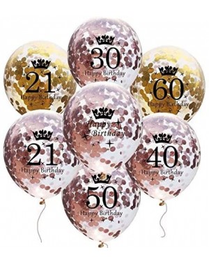 Balloons 10pcs Gold Confetti Balloons 12 inches Happy Birthday Sign Party Balloons with Golden Rose Paper Confetti for 60th A...