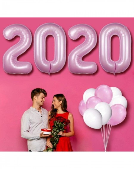 Balloons 2020 Happy New Year Party Balloons Kit- 2020 Big Silver Balloons Banner with 20pcs Balloons (Pink) - Pink - C018XO5Q...