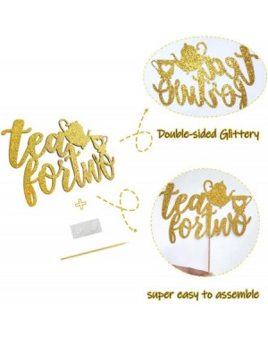 Banners & Garlands Tea for Two Gold Glitter Banner Sign Garland With Teapot Teacups Pre-strung & Tea for Two Cake Topper for ...