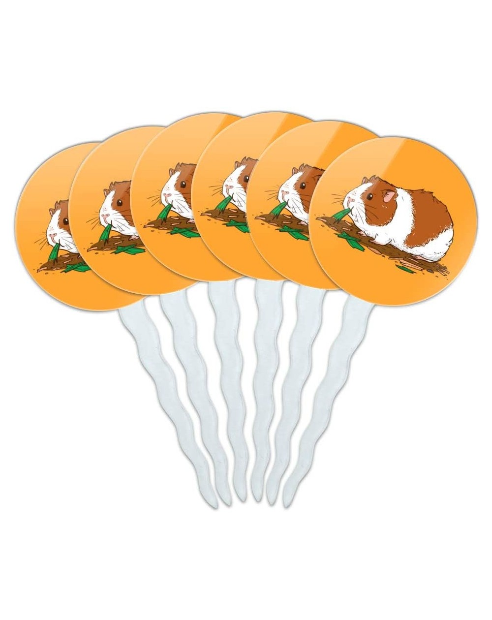 Cake & Cupcake Toppers Guinea Pig Eating Cupcake Picks Toppers Decoration Set of 6 - CZ189TMG8Q0 $9.41