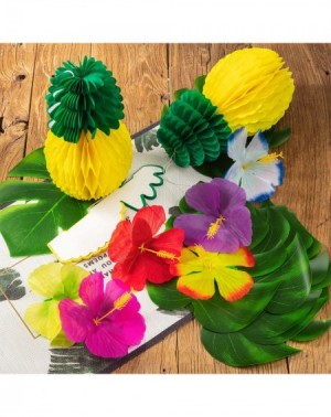 Party Packs 102 Pieces Hawaiian Tropical Jungle Party Decoration Set Including 24 Tropical Palm Simulation Leaves- 24 Silk Hi...