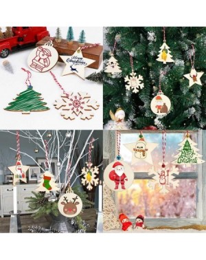Ornaments 40pcs Wooden Christmas Ornaments Unfinished Wood Slices with Holes for Kids DIY Crafts Centerpieces Holiday Hanging...