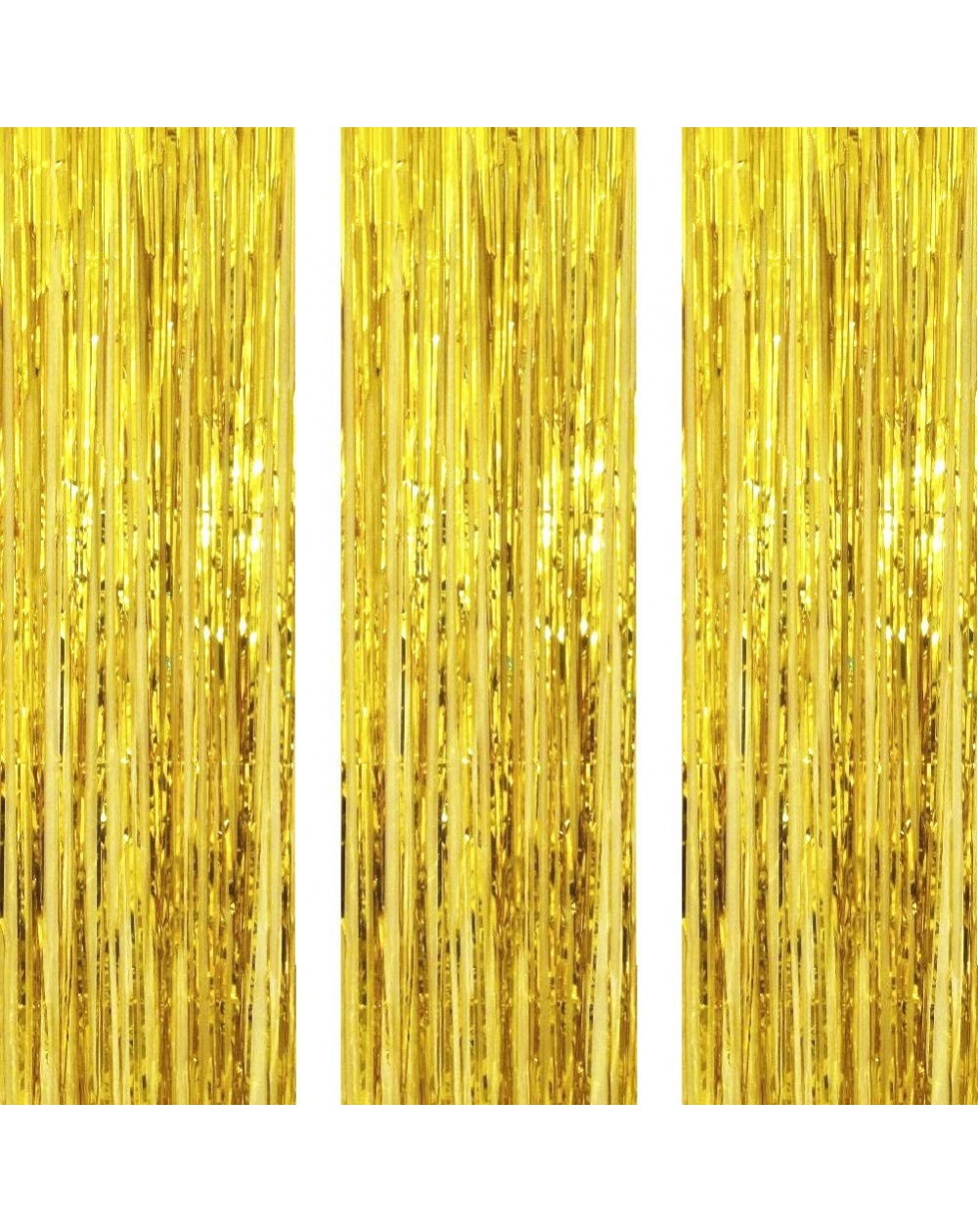 Photobooth Props 3 Pack 3.2ft x 6.6ft Gold Metallic Foil Fringe Backdrop Tinsel Sparkle Door Window Curtain Backdrop for Birt...
