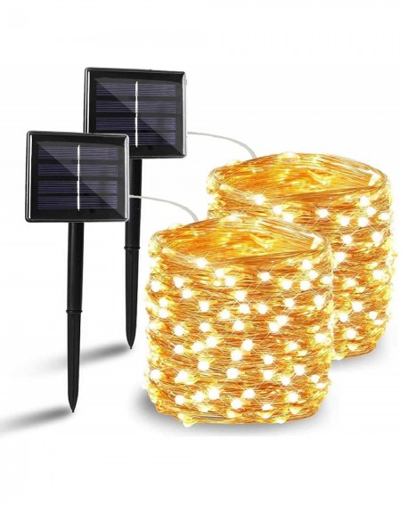 Outdoor String Lights 2 Pack Solar String Lights-200 LEDs 66Ft Waterproof Outdoor Fairy Lights with 8 Lighting Modes-Garden C...