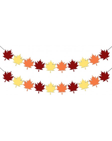 Banners Maple Leaf Fall Garland Set - Pack of 2- No DIY - Felt Fall Garland for Thanksgiving Decorations - Autumn Leaf Stream...