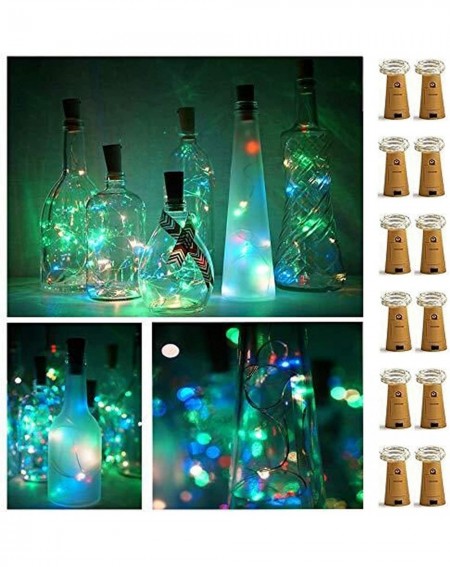 Indoor String Lights Wine Bottle Lights with Cork 12 Pcs 15 LEDs Cork Shape Silver Copper Wire Battery Powered LED Fairy Stri...