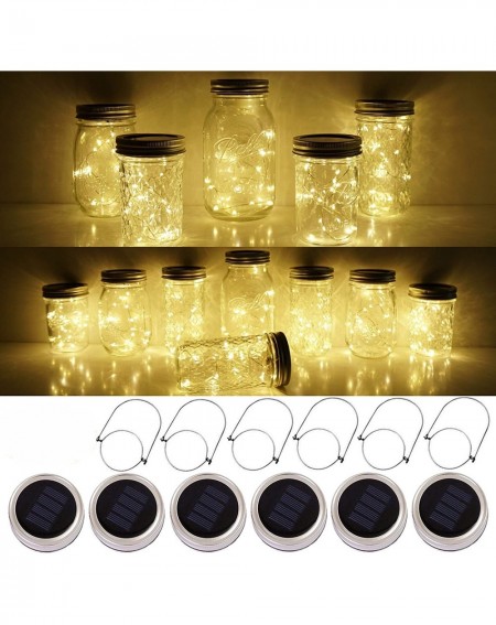 Indoor String Lights SmilingTown Mason Jar Lid Solar String Lights- Warm White 6 Pack 20 LED Waterproof Hanging Fairy Starry ...