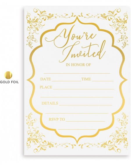 Invitations Fill in Invitations Wedding- Gold Foil - 25 Pack - Wedding Invitation- Hot Stamp Press. Party Invitations Birthda...