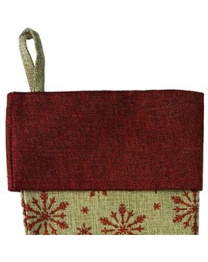 Stockings & Holders Christmas Red Burlap & Cream Snow Flake Stockings 18" (Red 5 pc) - Red 5 Pc - CI1938KQT9Z $33.48