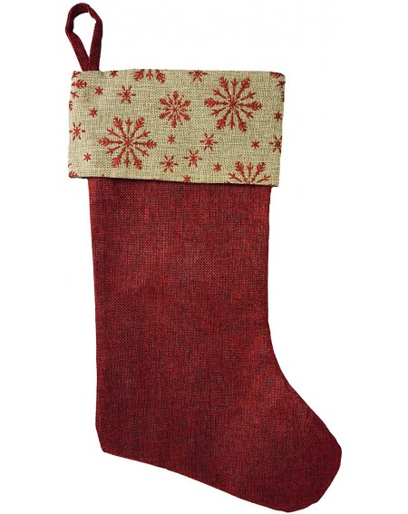 Stockings & Holders Christmas Red Burlap & Cream Snow Flake Stockings 18" (Red 5 pc) - Red 5 Pc - CI1938KQT9Z $33.48