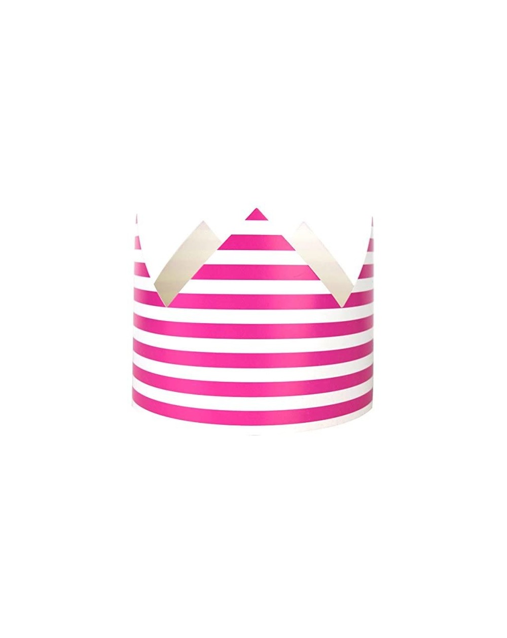 Party Hats 12pc Childrens Paper Crown Hats Queen (Rugby Stripe- Fuchsia) - Rugby Stripe Fuchsia - C512DLDMBLP $9.28