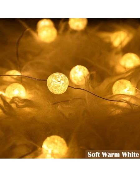 Outdoor String Lights Globe String Lights- Crystal Ball Led String Lights Warm White- 10ft 30 LED Fairy Lights Battery Operat...