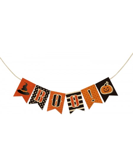 Banners & Garlands Boo Halloween Banner No DIY Required Jack-O'-Lantern Witch Hat- Rustic Pennant Decoration for Halloween Pa...