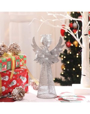 Tree Toppers Xmas Tree Topper 3D Angel Figure Treetop Silver Glitter Metal Christmas Tree Decor Christmas Desktop Ornament - ...