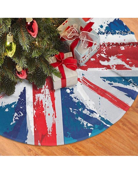 Tree Skirts Christmas Tree Skirt- United Kingdom Union Jack Tree Mat Xmas Snowman Festive Decorations Ornaments Party Supplie...