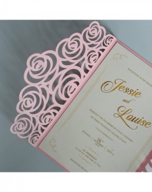 Invitations 25Pcs Rose Pink Wedding Invitations Elegant Wedding Invitation Save The Date Bridal Shower Invitation - Set of 25...