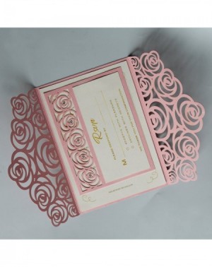 Invitations 25Pcs Rose Pink Wedding Invitations Elegant Wedding Invitation Save The Date Bridal Shower Invitation - Set of 25...
