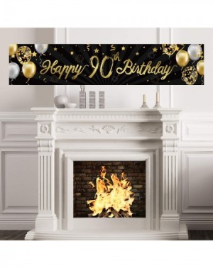 Banners & Garlands Happy 90th Birthday Banner Sign Gold Glitter 90 Years Birthday Party Decorations Supplies Anniversary Cele...