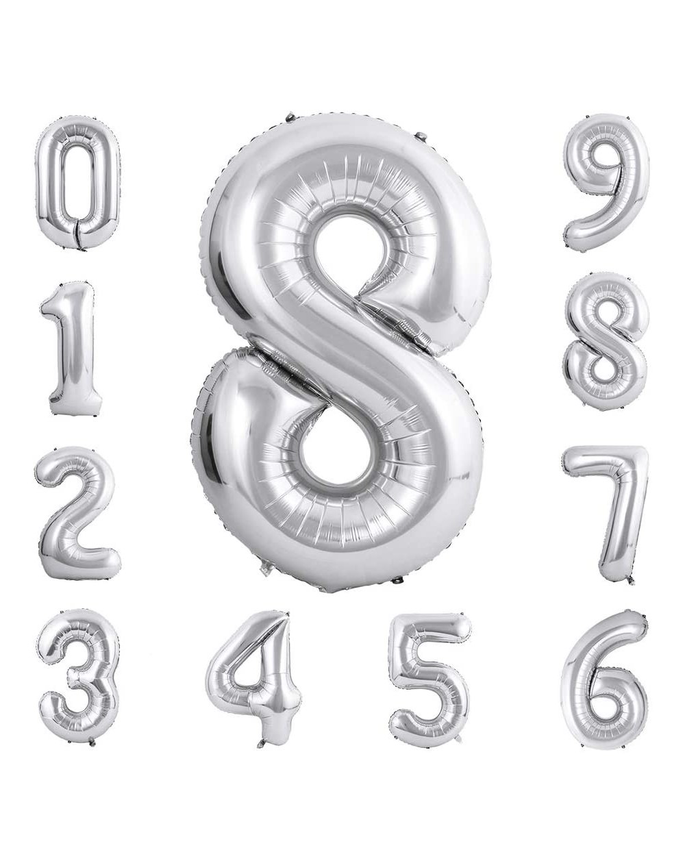 Balloons Large Number Balloons 40 inch Decoration for Birthday Anniversary Festival Party(Silver Number 8) - Silver_8 - CT18S...