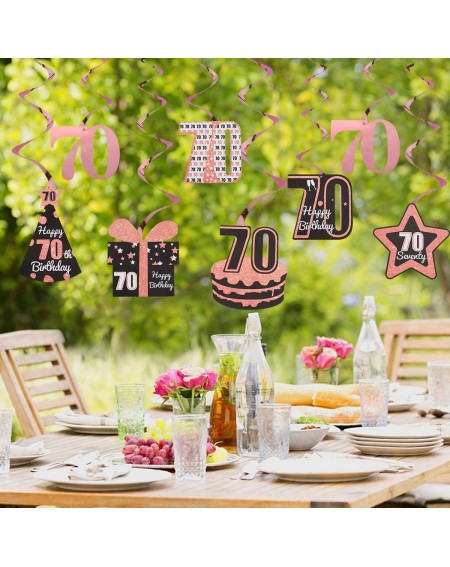 Banners & Garlands Happy 70th Birthday Decorations- 8Pcs 70th Hanging Swirls- 70 Year Old Birthday Cake Hat Present Star Part...