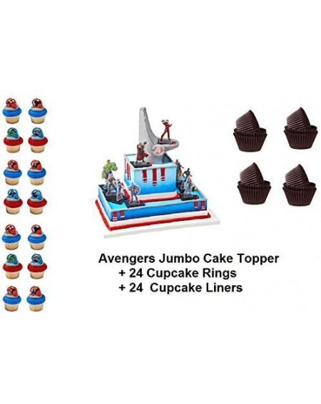 Cake & Cupcake Toppers Marvel Signature Avengers Headquarters Cake Topper Set Jumbo PLUS 24 Cupcake Rings PLUS 24 Baking Cup ...