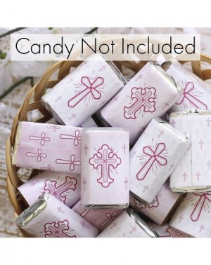 Favors Pink Baptism Mini Candy Bar Wrappers for Girl - 45 Stickers - CX18O23UQ35 $12.02