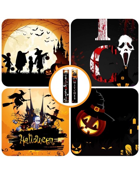Banners Halloween Welcome Signs - Trick or Treat & It's October Witches Halloween Signs - C519DEGHKUA $8.05