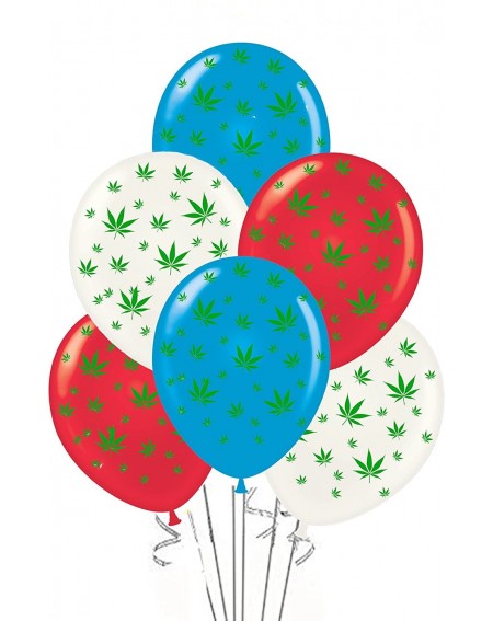 Balloons Marijuana Balloons Party-TEX 11in Premium Patriotic Assortment - Red- White- and Blue with All-Over Print Green Mari...